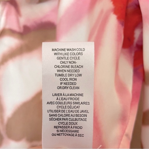 Elie Tahari Pink Floral Ruffle Tie Front Topper Blouse XS - Picture 12 of 12